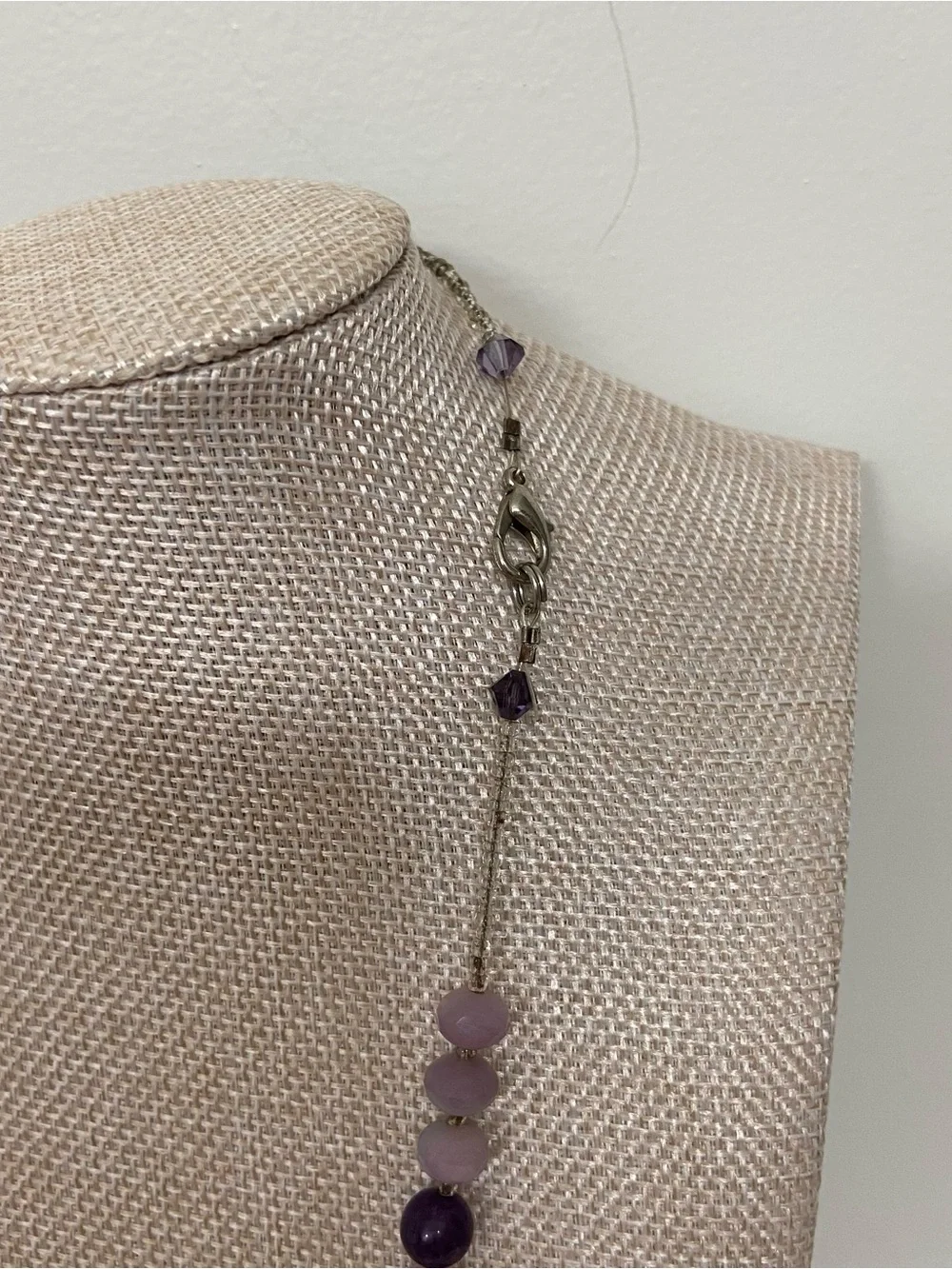 Purple Lavender Heavy Stone-Like Beaded Necklace 19” Chunky Statement